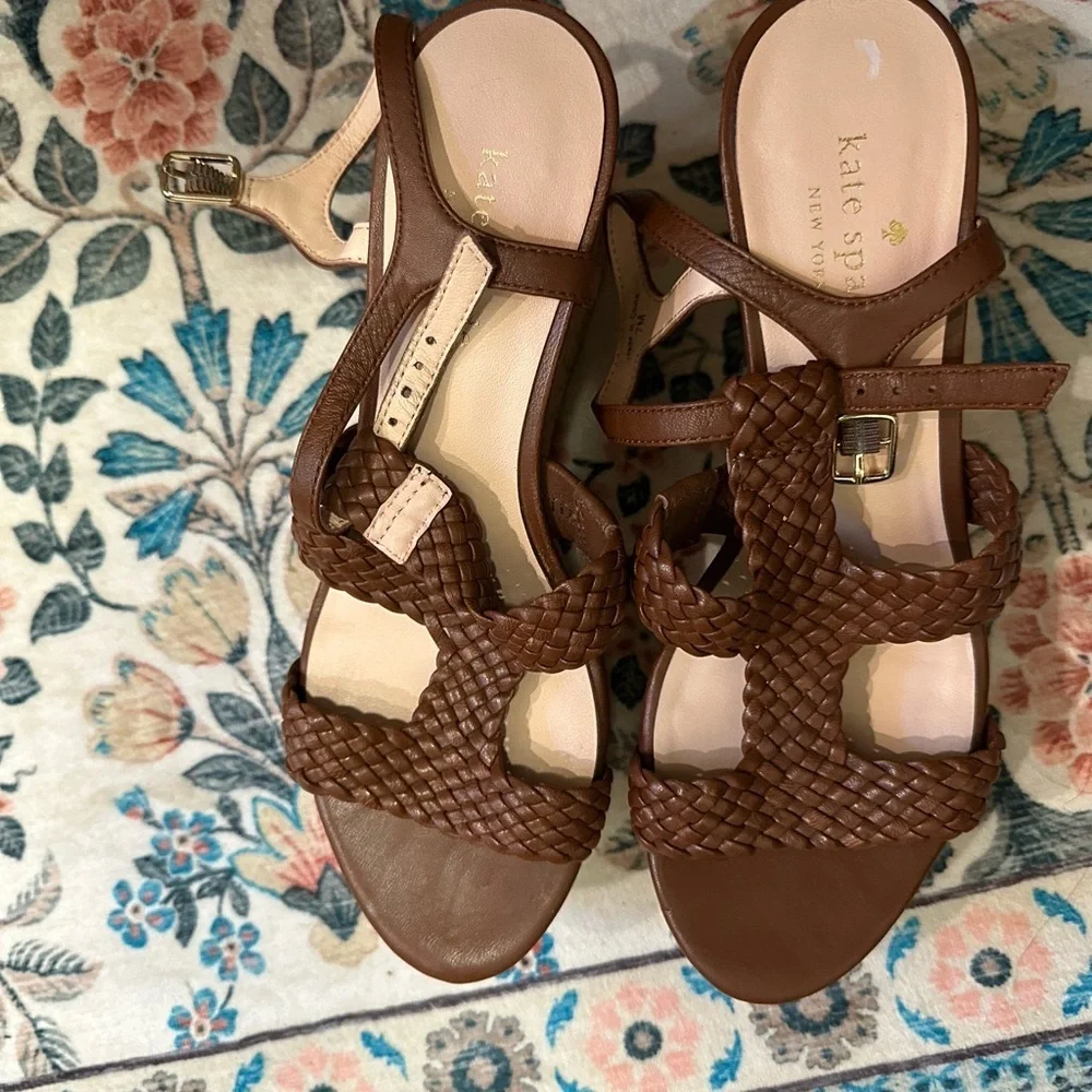Kate Spade Tianna Brown Leather Wedge Sandals Like New Size 7